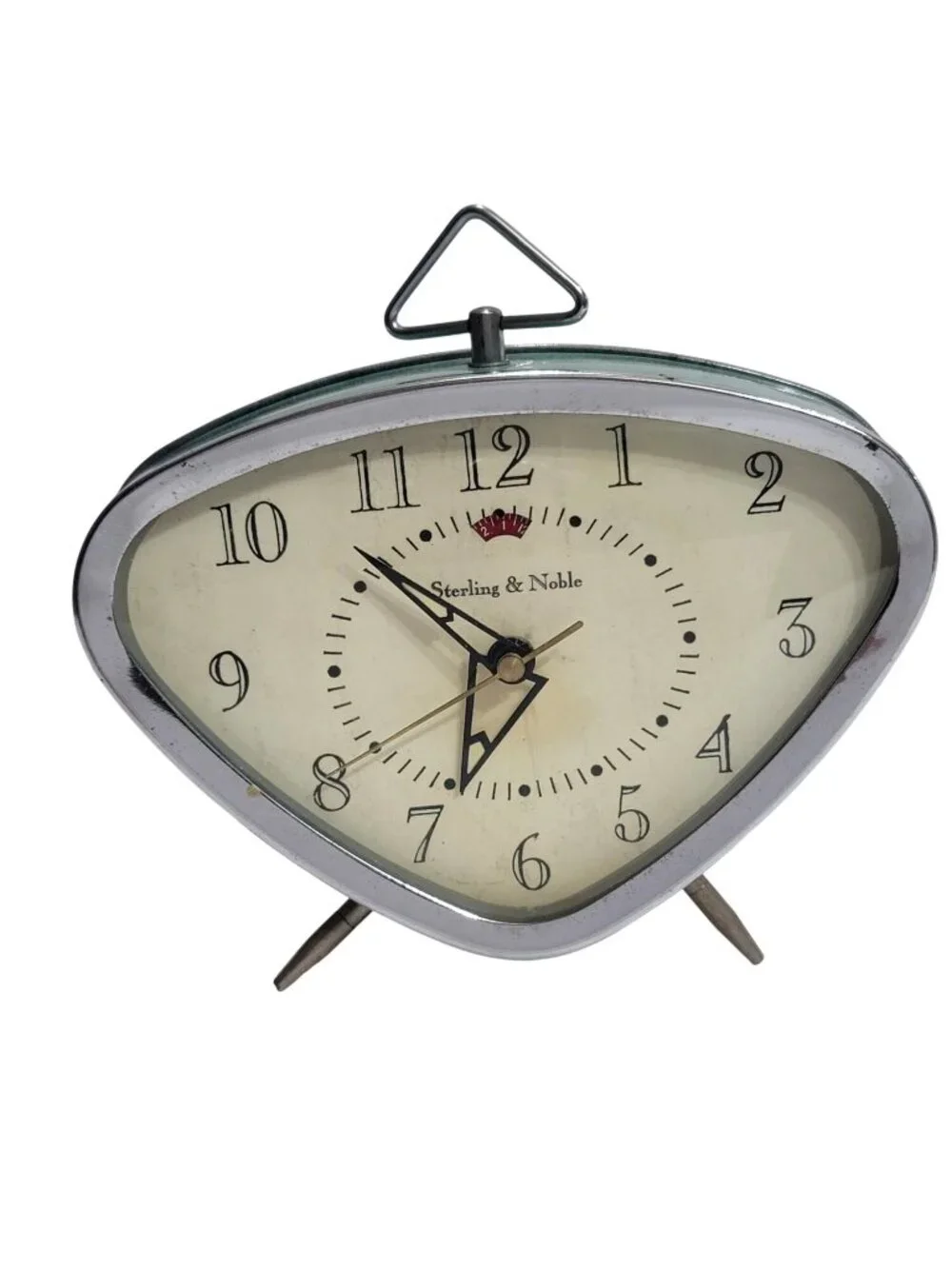 Vintage Style Sterling & Noble MCM Tabletop Clock Green Silver Retro Atomic